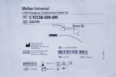 Cook G32193 Melker Universal Cuffed Emergency Cricothyrotomy Catheter Set 5mm